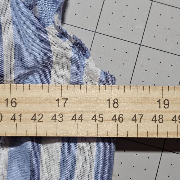 Trendy Easter Spring Veronica Beard Zee Blue White Striped Dress Tiered Ruffle S - Picture 15 of 16